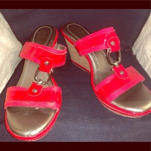 Joan & David Red Patent Wedges